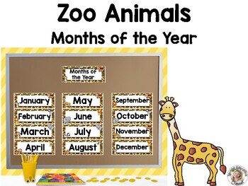 Zoo Animals Months of the Year Signs Jungle Safari Theme by The