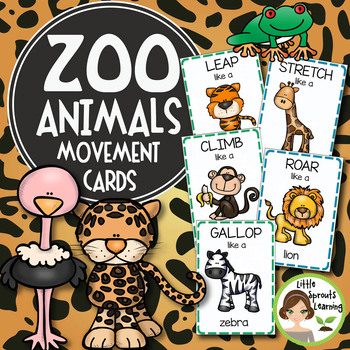 Preview of Zoo Animals Movement Cards and Brain Breaks (Transition activity)