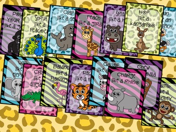 Zoo Animals Movement Cards for Preschool Brain Break | TpT