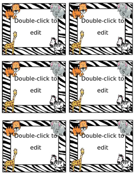 editable zoo animals name tags labels jungle safari theme tpt