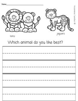 Zoo Animals Opinion Writing Prompts by Kinderland Sweeties | TpT