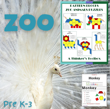 Preview of Zoo Animals Pattern Block Mat Printables & Worksheets