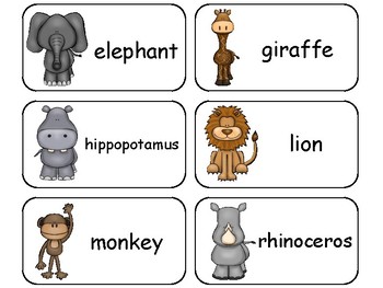 Zoo Animals Picture and Word Preschool Flashcards. by Teach At Daycare