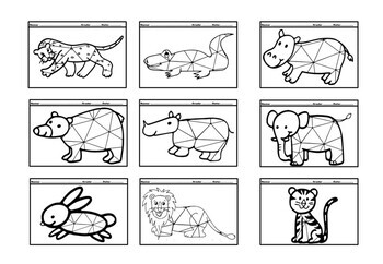 15 zoo animals coloring pages polygon geometric art activity by swati sharma