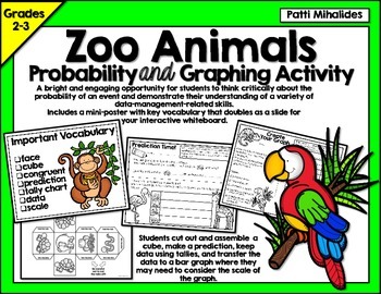 Zoo Animals Probability/Graphing Activity: Hands-On Math for 2nd/3rd Grade
