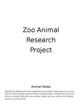 Preview of Zoo Animals Projects