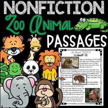 Preview of Zoo Animals Reading Passages with Questions and Activities Bundle
