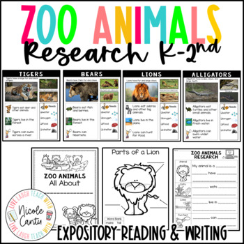Preview of Zoo Animals Research Book Project- Expository Writing for K-2