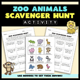 Zoo Animals Scavenger Hunt Activity - Indoor Movement Activity