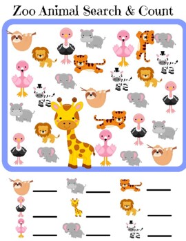 Preview of Zoo Animals Search and Count