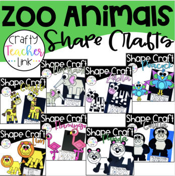 Preview of Zoo Animals Shape Crafts Bundle