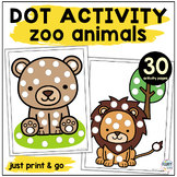 Zoo Animals Summer Dot Marker Printable  Preschool Activities