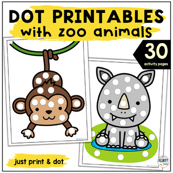Preview of Dot Marker Printable  Preschool Zoo Animals Summer Activities