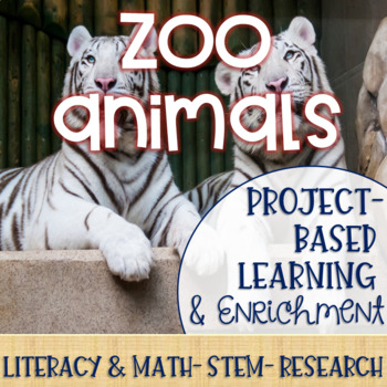 Preview of Zoo Animals Themed Makerspace Project Based Learning and Enrichment Task Cards