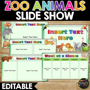 Preview of Zoo Animals Themed SLIDE SHOW | Editable | Google Slides Presentation