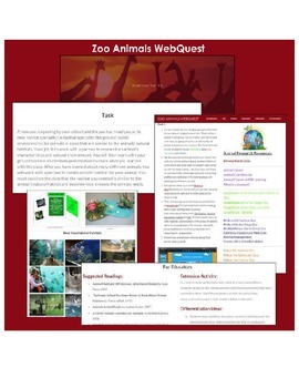 Preview of Zoo Animals WebQuest (2nd - 3rd Grade)