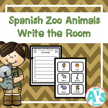 Zoo Animals Word Hunt Write The Room In Spanish