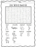 Zoo Animals Word Search Seek and Find