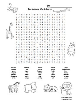 Zoo Animals Word Search and Classification Activities by Come Learn With Me