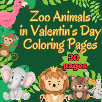 Preview of Zoo Animals in Valentin’s Day coloring pages