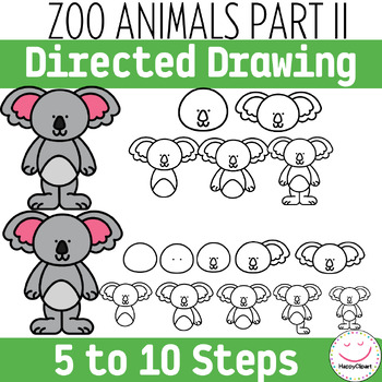 Zoo Animals part II Directed Drawing Clip Art - Animals directed drawing