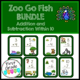 Zoo BUNDLE Go Fish Math Center Addition and Subtraction Within 10