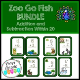 Zoo BUNDLE Go Fish Math Center Addition and Subtraction Within 20