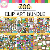 Kids and Animals Zoo Theme Clip Art Bundle
