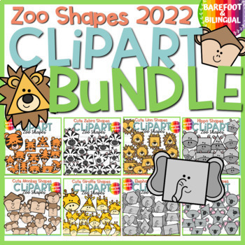 Preview of Zoo Clipart - Shape Clipart Bundle - Zoo Animals
