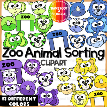 Preview of Zoo Color Sorting Clipart - Zoo Animal Clipart