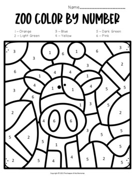 Zoo Color by Number Worksheets by The Keeper of the Memories | TpT