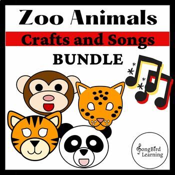 Zoo Craft & Song Bundle - Zoo Animals - Zoo Masks - Zoo Dramatic Play
