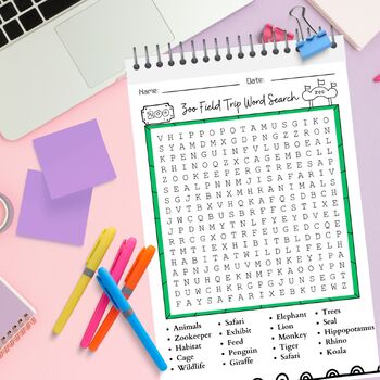 Zoo Field Trip Activities | Word Search - Coloring Page | TPT