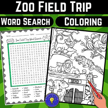 Preview of Zoo Field Trip Activities | Word Search - Coloring Page