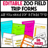 Zoo Field Trip Forms Editable : Permission slip, Reflectio