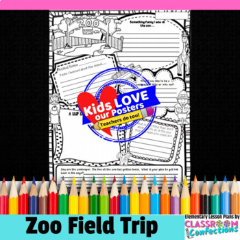 Preview of Zoo Field Trip Poster Activity : Doodle Style Writing Organizer 3rd 4th 5th