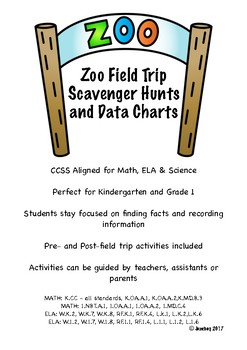 Preview of Zoo Field Trip Scavenger Hunts & Data Charts for K & 1