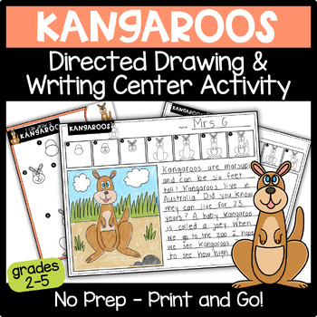 Preview of Zoo Field Trip Writing Activity 2nd-5th | Kangaroo Directed Drawing | Animal Art