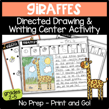 Preview of Zoo Field Trip Writing Center Activity 2nd-5th | Giraffe Directed Drawing | Zoo