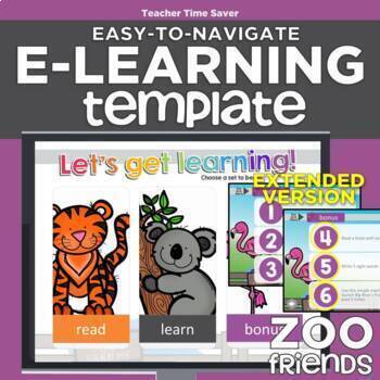 Preview of Zoo Friends EXTENDED Easy-to-Navigate eLearning Template