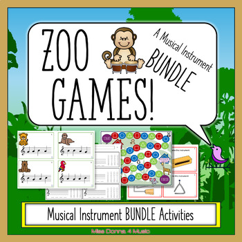 Preview of Zoo Games for Music Instruments BUNDLE | Write the Room and Board Game
