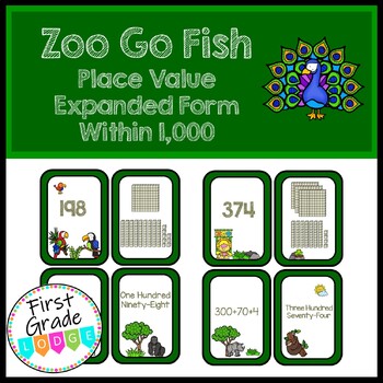 Preview of Zoo Go Fish Math Center Place Value Within 1,000 Expanded Form