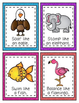 Zoo Gross Motor Skill Movement & Brain Break Cards by My Little Homeschool