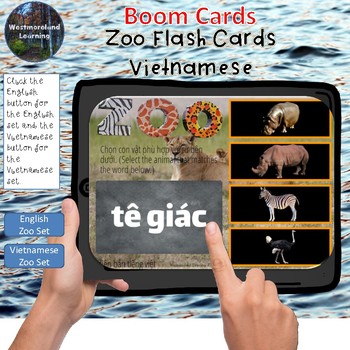 Preview of Zoo Interactive Flash Cards Boom Card Set Vietnamese & English