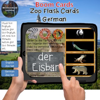 Preview of Zoo Interactive Flash Cards Boom Card Sets German & English