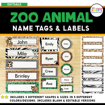 Zoo Jungle Theme Editable Name Tags, Name Plates & Labels for Classroom ...