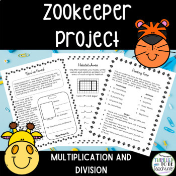 Preview of Multiplication and Division Math Project Zoo Theme
