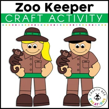 Preview of Zoo Keeper Craft Jungle Animals Theme Activities Bulletin Board Art Field Trip