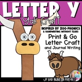 Letter Y Craft & Journal Writing - Zoo Letter Craft - Y for Yak