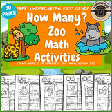 Zoo Math Worksheets Counting for PreK, Kindergarten, First